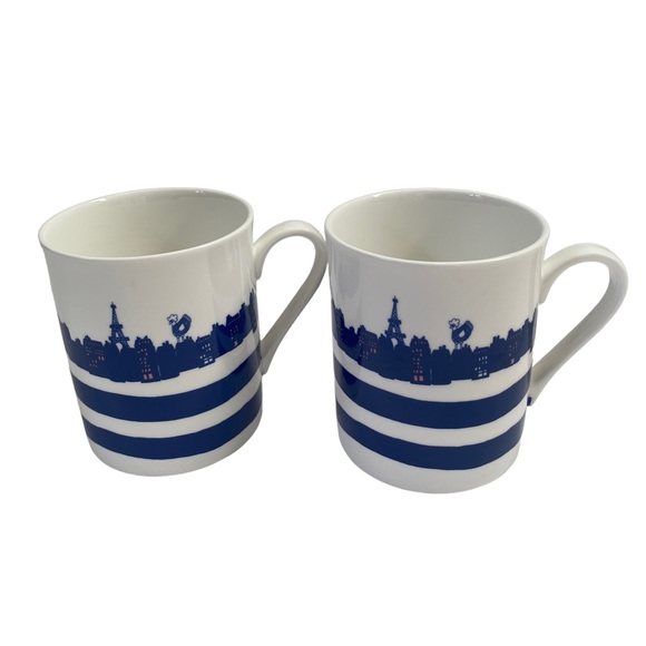 FRENCH LA COCOTTE PARIS MUG LA SEINE BONE CHINA COFFEE MUGS Set of Two - Picture 1 of 6